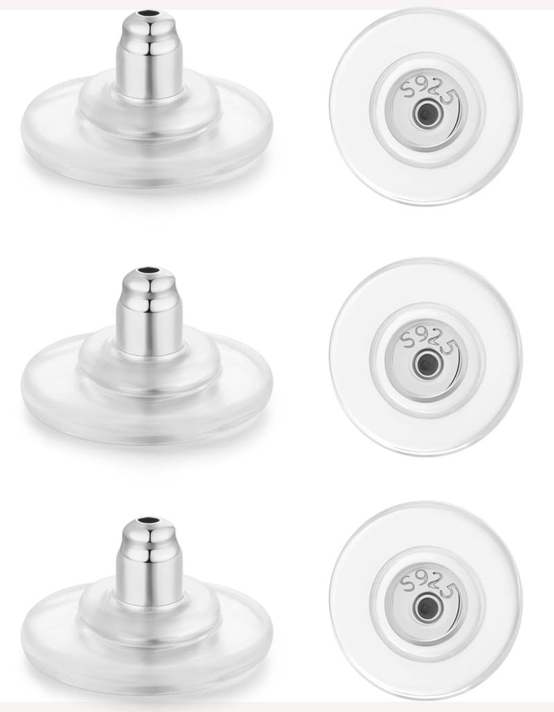 Formulen 925 Sterling Silver Locking Earring Backs Replacements, 18K Gold Earring Backs Replacements for Studs Heavy Droopy Earrings Hypoallergenice No-Irritate Secure Earring Backs for Adults Silver - Image 1